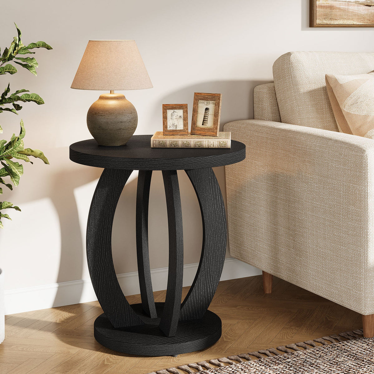 24-inch round farmhouse nightstand