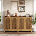 57-Inch Buffet Cabinet with Adjustable Shelves and Grille Doors, Long Sideboard Cabinet for Dining Room