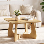 31.5 Inch Square Coffee Table with Interlocking Legs, Mid-Century Table for Living Room