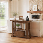 41.3 Inch Solid Wood Console Table with 3-Tier Storage, Farmhouse Hallway Table