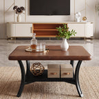 31.5-Inch Square Coffee Table, Upholstered Ottoman with PU Leather Top for Living Room