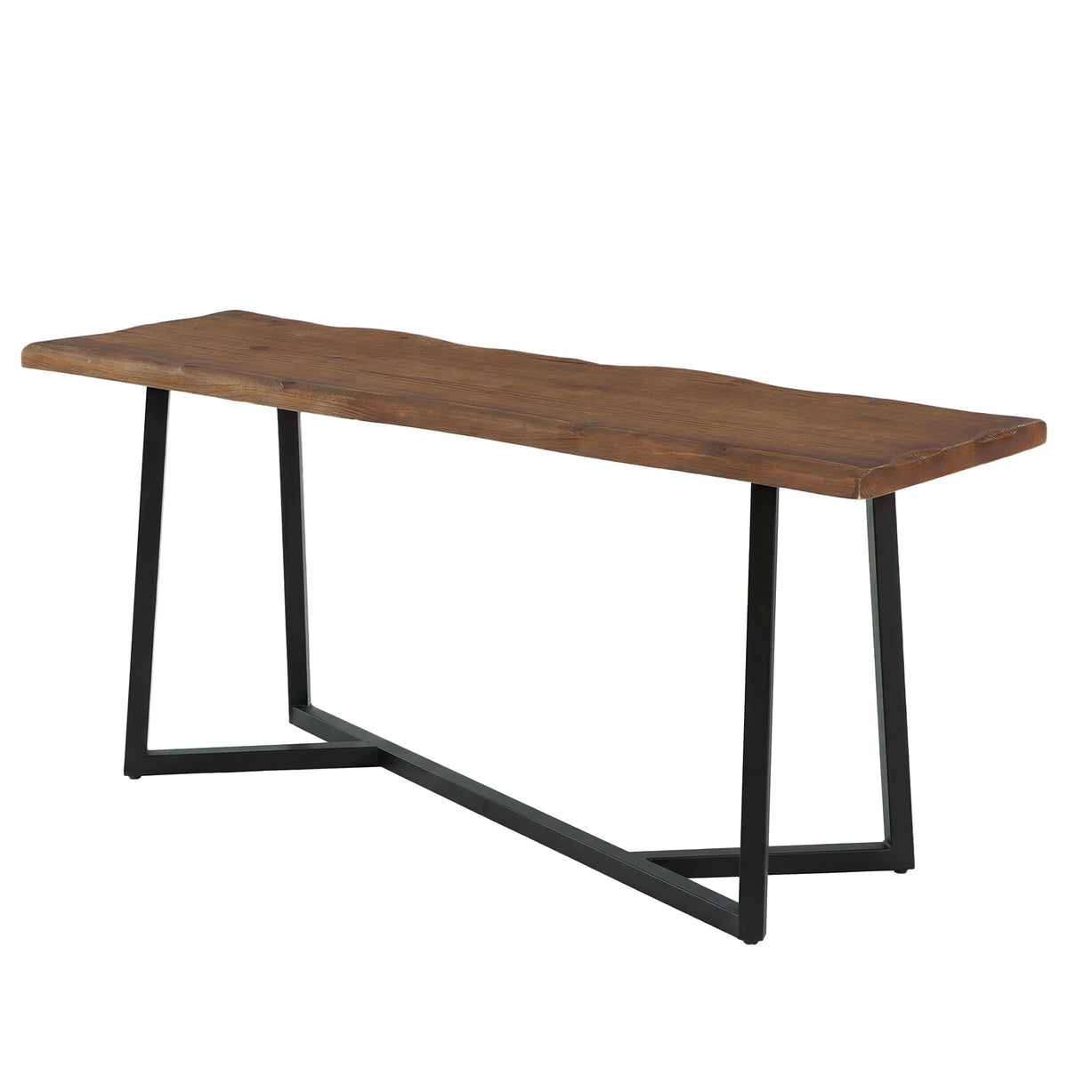63-Inch Solid Wood Bar Table with Metal Frame, Counter Height Pub Table for Kitchen