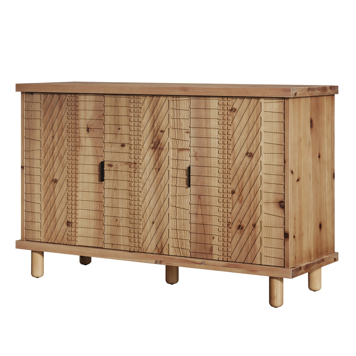47.6-Inch Farmhouse Sideboard Cabinet with 3 Doors, Solid Wood Buffet Cabinet for Kitchen