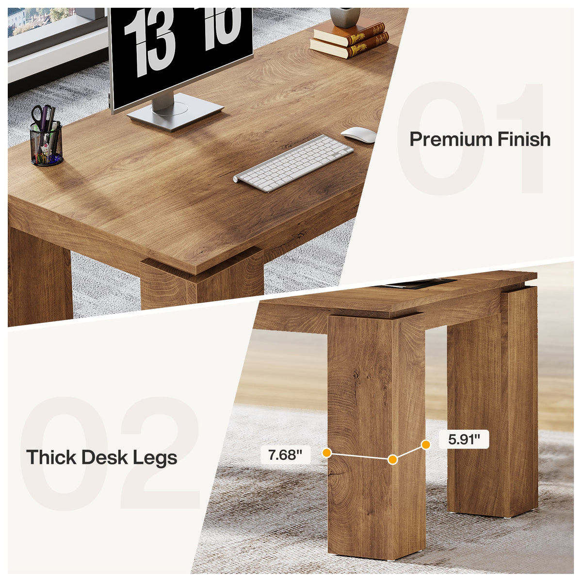 86.61-Inch Two-Person Computer Desk, Extra Long Wood Workstation Table for Home Office Study Room