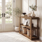 41.3 Inch Solid Wood Console Table with 3-Tier Storage, Farmhouse Hallway Table