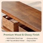 55-Inch Farmhouse Bench with Storage Shelf, Wooden Dining Seating for Kitchen Dining Room and Patio