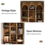 70.87-Inch 5-Tier Arched Bookcase, Mid Century Modern Tall Bookshelf with Open Shelves for Home Office