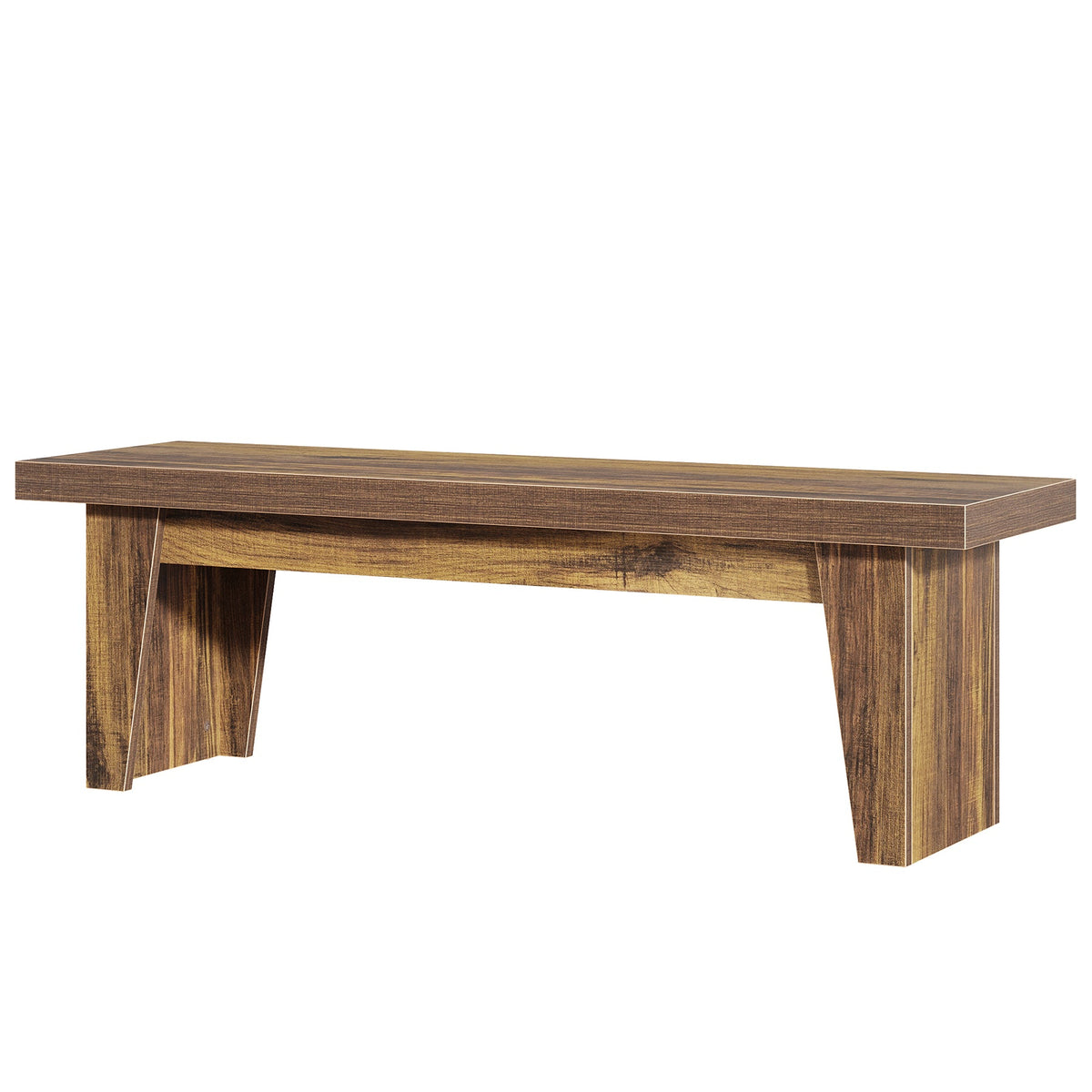55.12-Inch Wooden Entryway Bench, Farmhouse Long Bench with Storage Space