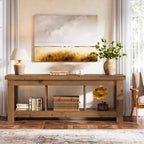 63-Inch Solid Wood TV Stand with 3 Open Storage Shelves, Farmhouse Entertainment Center for TVs up to 75 Inches