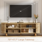 70.8-Inch Farmhouse Fluted TV Stand with Sliding Doors and Storage Shelves, Extra Long Media Console for 65 70 and 75 Inch TVs
