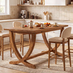 59 Inch Solid Wood Counter Height Dining Table with Footrest, Farmhouse Bar Table for 4-6