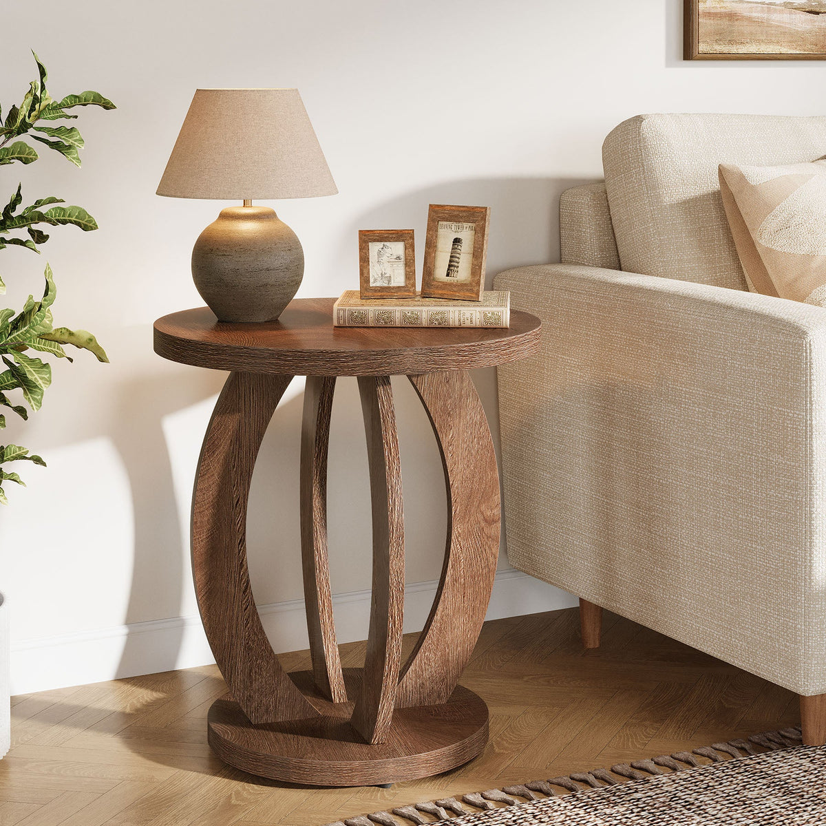 24-inch round farmhouse nightstand