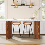 55.12-Inch Bar Table with Faux Marble Top, Counter Height Pub Table for Kitchen
