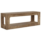 63-Inch Farmhouse Console Table with Circle Design, 2-Tier Entryway Table for Hallway