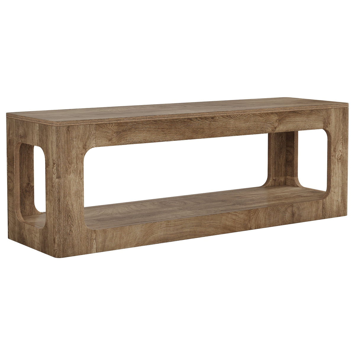63-Inch Farmhouse Console Table with Circle Design, 2-Tier Entryway Table for Hallway