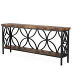 63" Industrial Console Table, Narrow Sofa Table with Storage Shelf