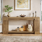 70.9-Inch Farmhouse Console Table with Vertical Stripe Legs, 2-Tier Sofa Table for Living Room