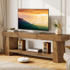63-Inch Farmhouse TV Stand with 2-Tier Storage, Media Console for Living Room or Bedroom