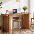 63-Inch Solid Wood Bar Table, Counter Height Pub Table for Kitchen and Dining Room