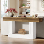 47.2-Inch Solid Wood Coffee Table with Rectangular Tabletop, Modern Center Table for Living Room