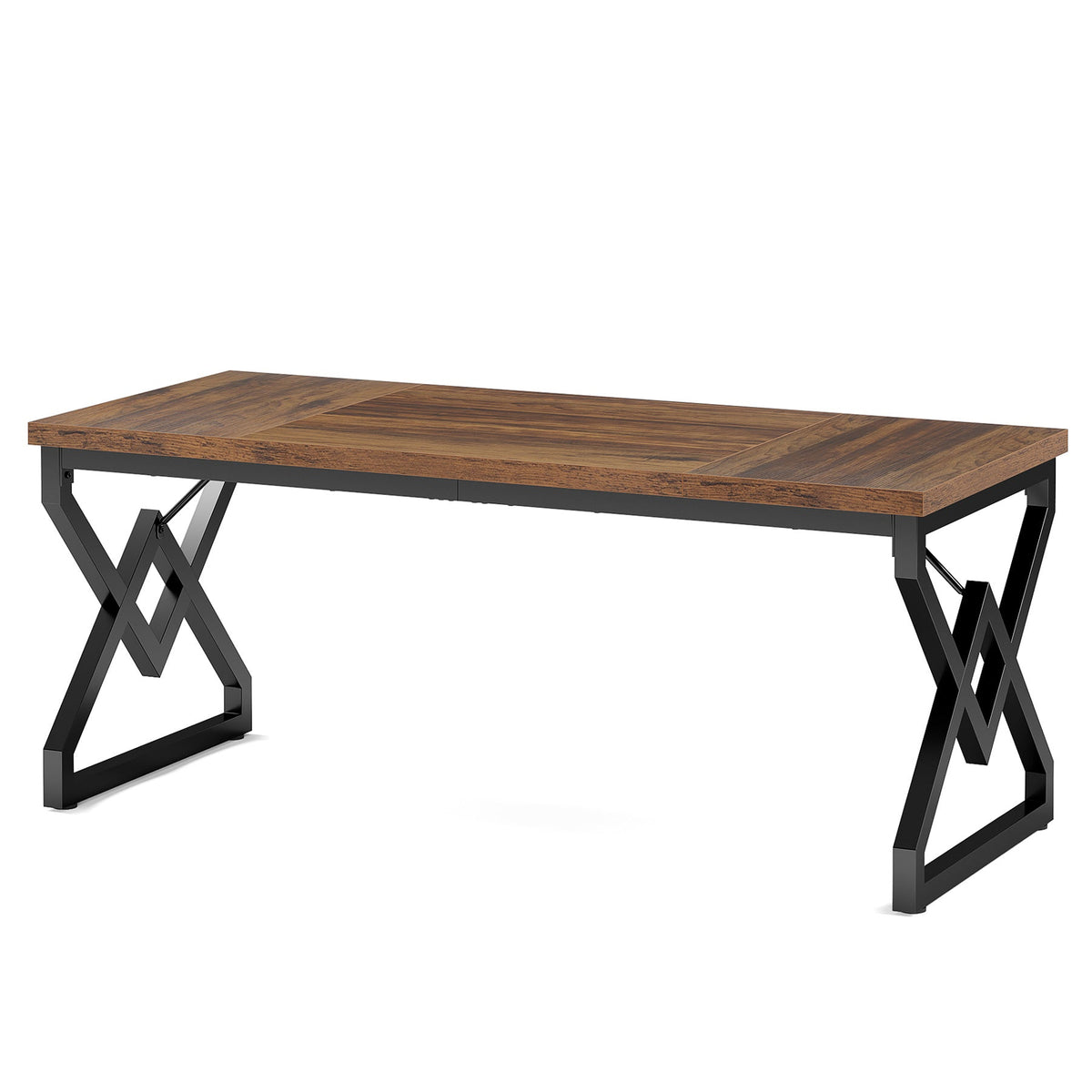 63-Inch Large Office Desk, Industrial Computer Executive Desk with Extra Thick Wood-Look Top and Metal Frame for Home Office