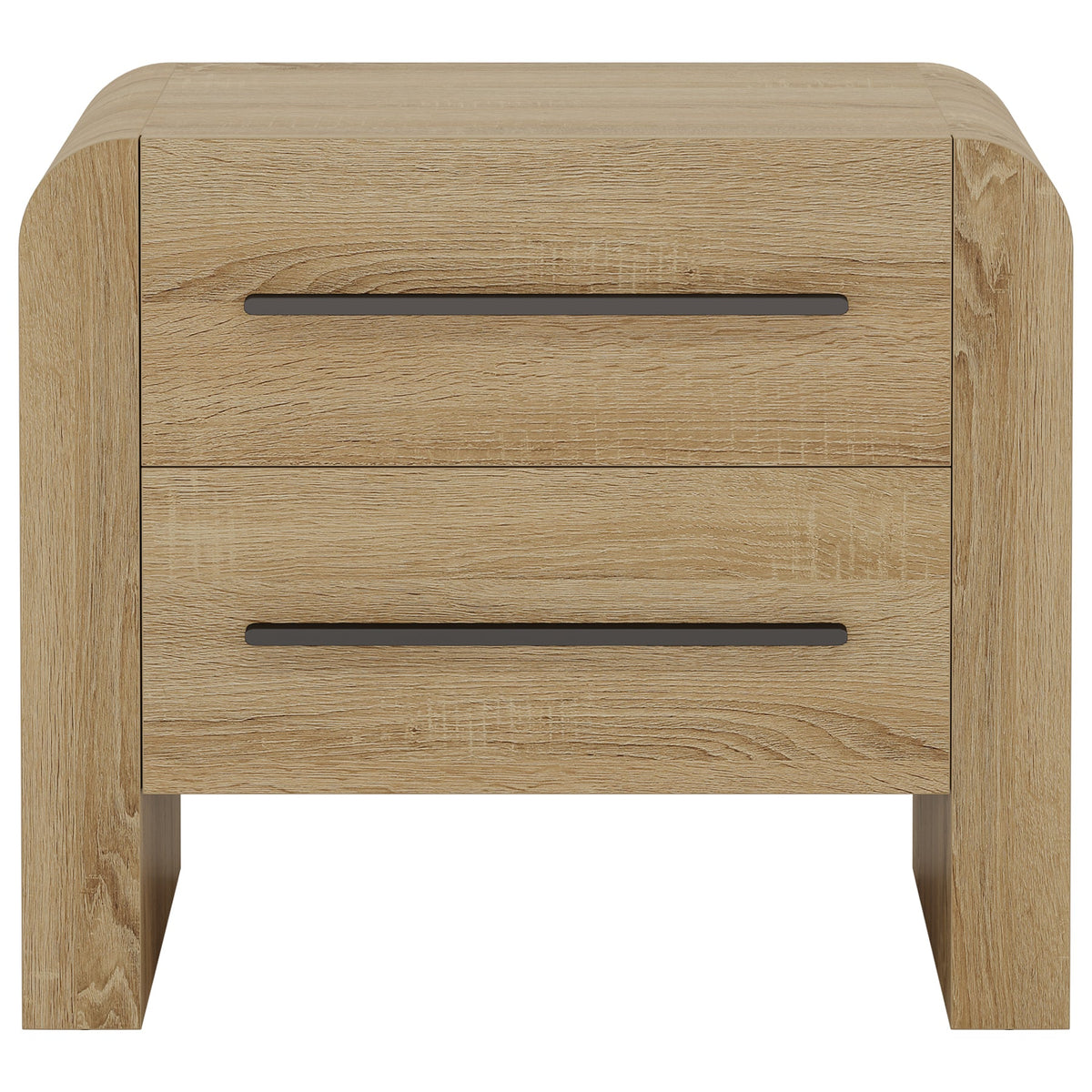 27.55 Inch 2-Drawer Nightstand with Curved Edges, Modern Bedside Table for Bedroom