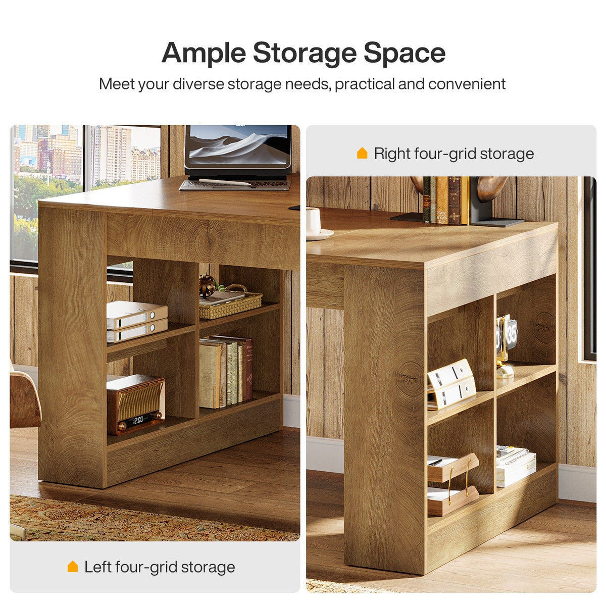 70.8" Executive Desk, Modern Office Computer Desk with Storage Shelves
