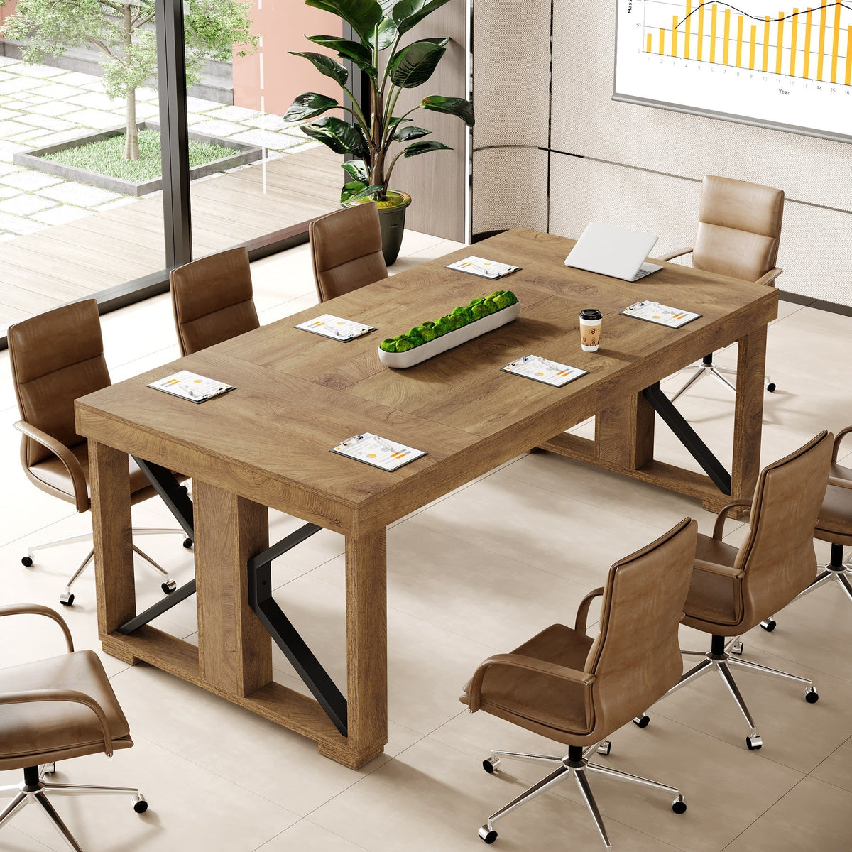 70.8" Conference Table, Rectangle Meeting Table with Large Tabletop