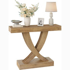 43.3-Inch Narrow Console Table with X-Frame Base, Farmhouse Hallway Table in Brown