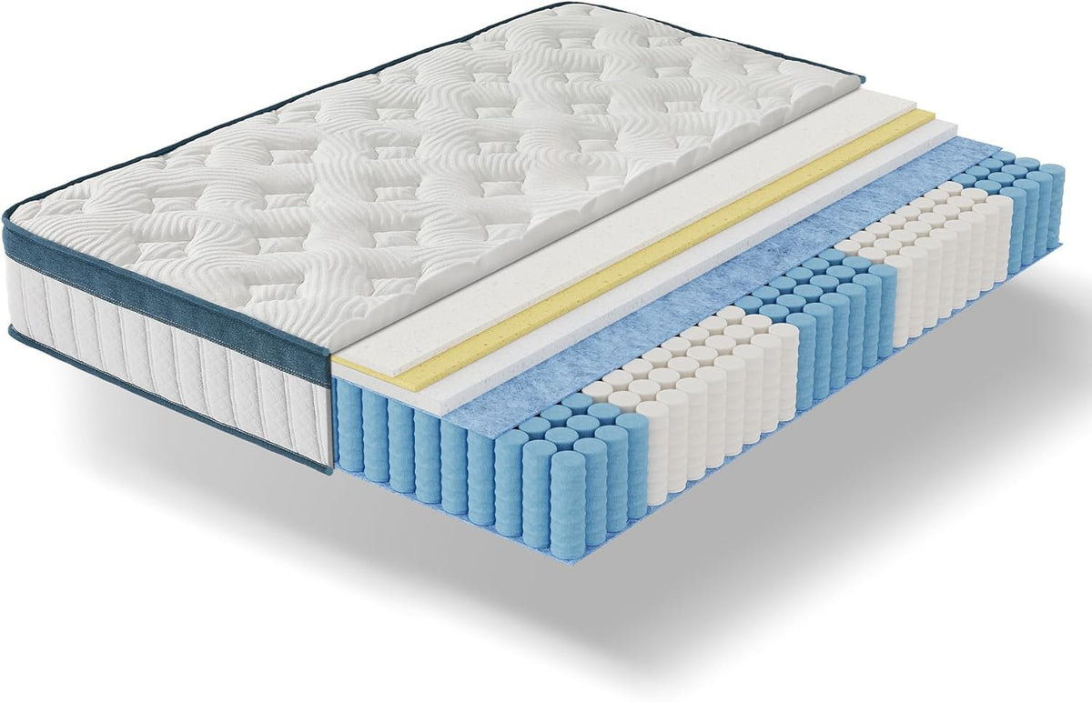 Hybrid Memory Foam Mattress, 7-Zone Orthopedic Support Medium Firm