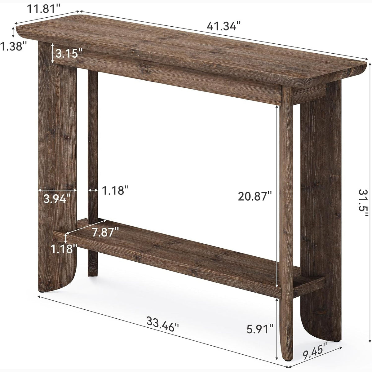 Farmhouse Console Table 41.34 Inch, Narrow Sofa Table with Storage for Living Room Hallway and Entry