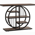 39" Console Table, 5-Tier Entryway Table Sofa Table with Circle Base