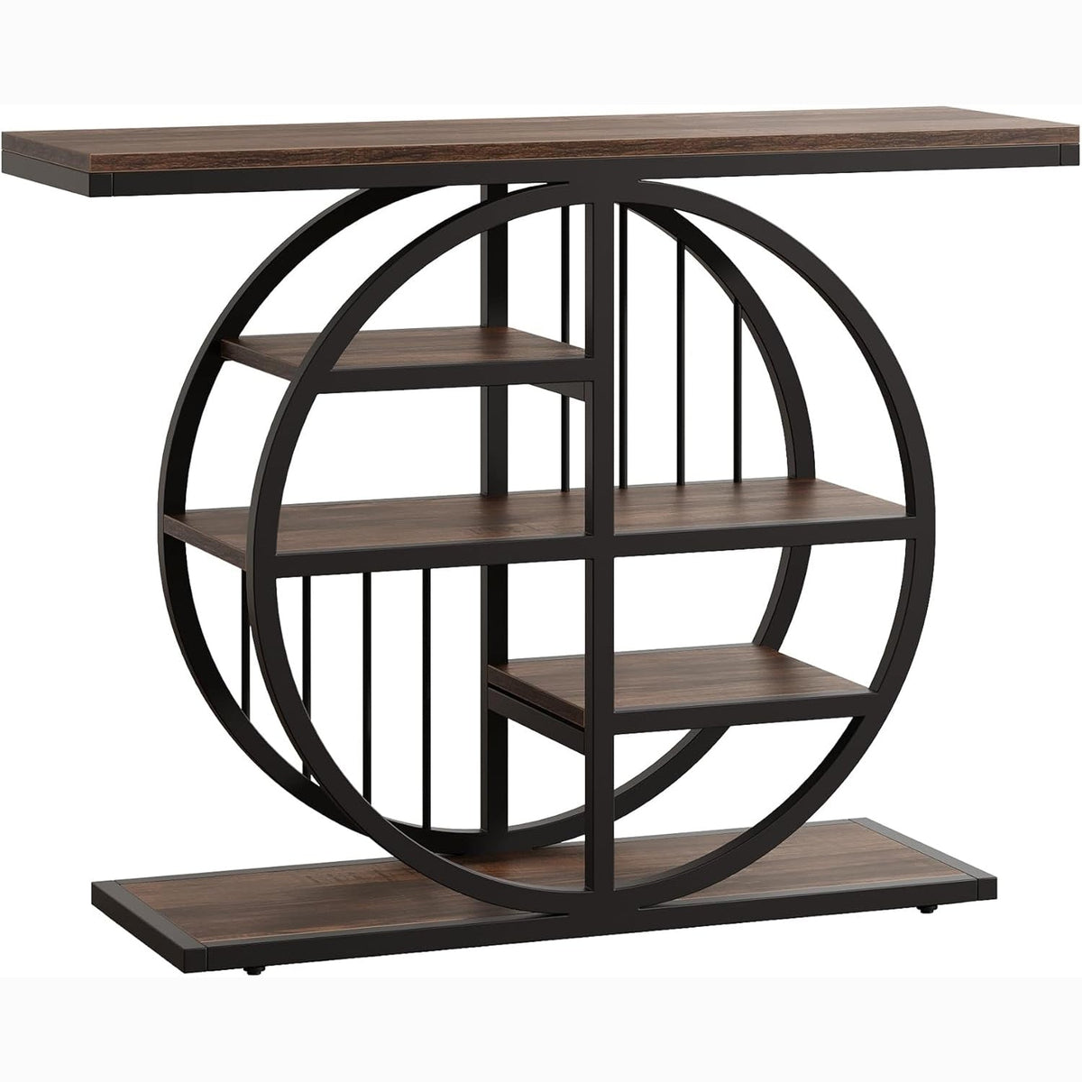 39" Console Table, 5-Tier Entryway Table Sofa Table with Circle Base