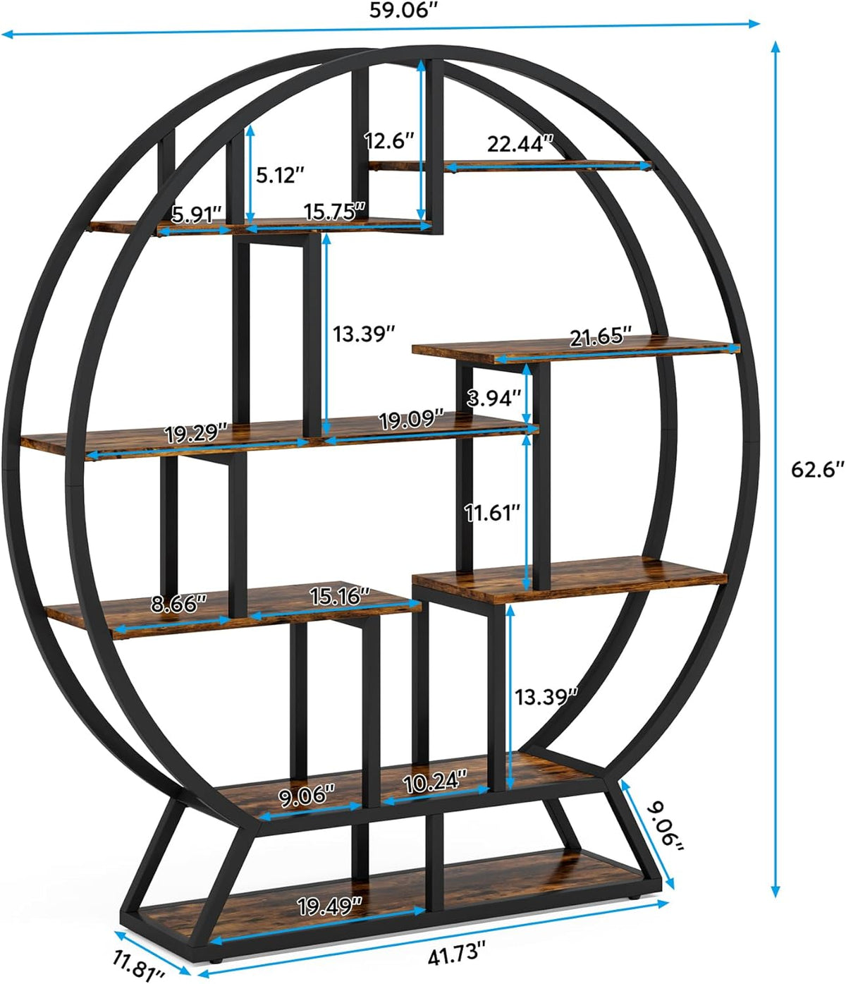 Round Plant Stand, 63" Flower Pot Plant Rack with 8 Shelves