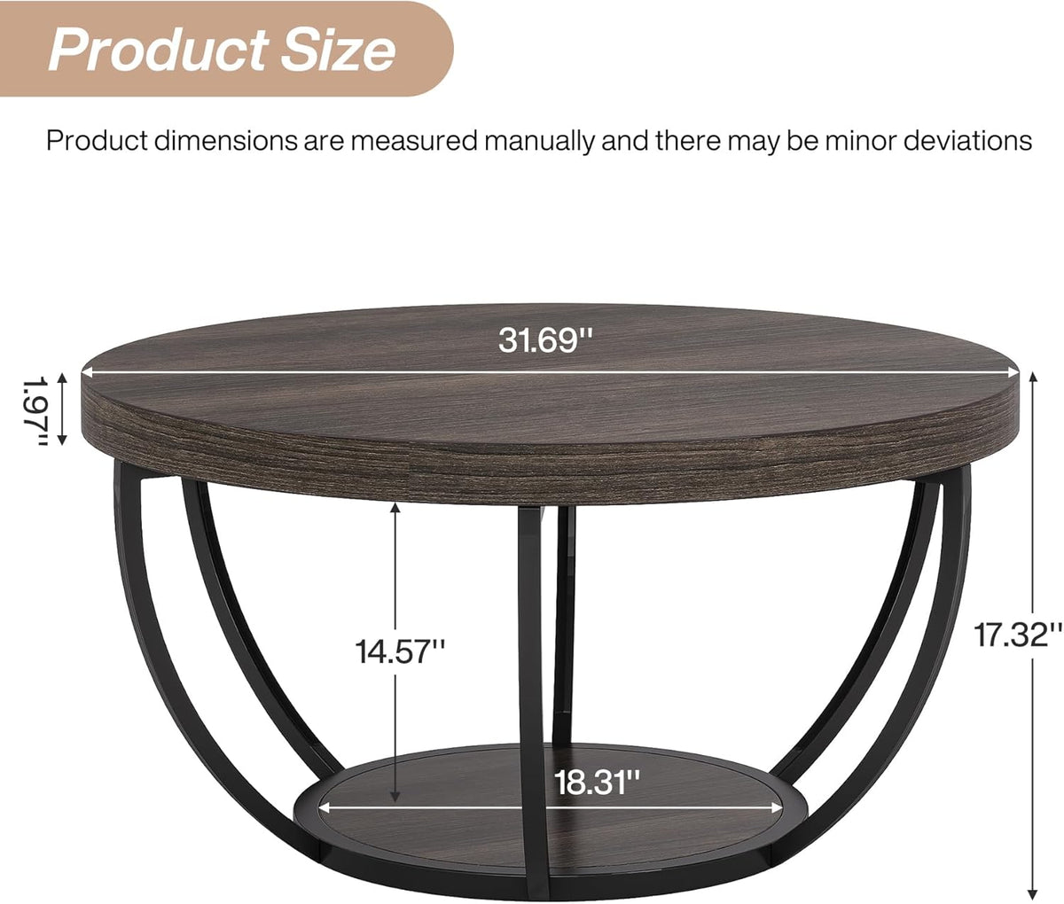 31.7-inch round coffee table