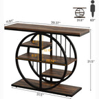 39" Console Table, 5-Tier Entryway Table Sofa Table with Circle Base