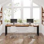 71" Home Office Desk - Heavy Duty Metal Frame Workstation#Colour_Brown & Black Base