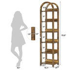 71" Narrow Bookshelf, 6-Tier Arched Bookcase Display Shelf Open Storage Rack