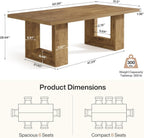 63-Inch Farmhouse Dining Table for 4-6 People, Rectangular Kitchen Table with Heavy Duty Legs for Dining Room