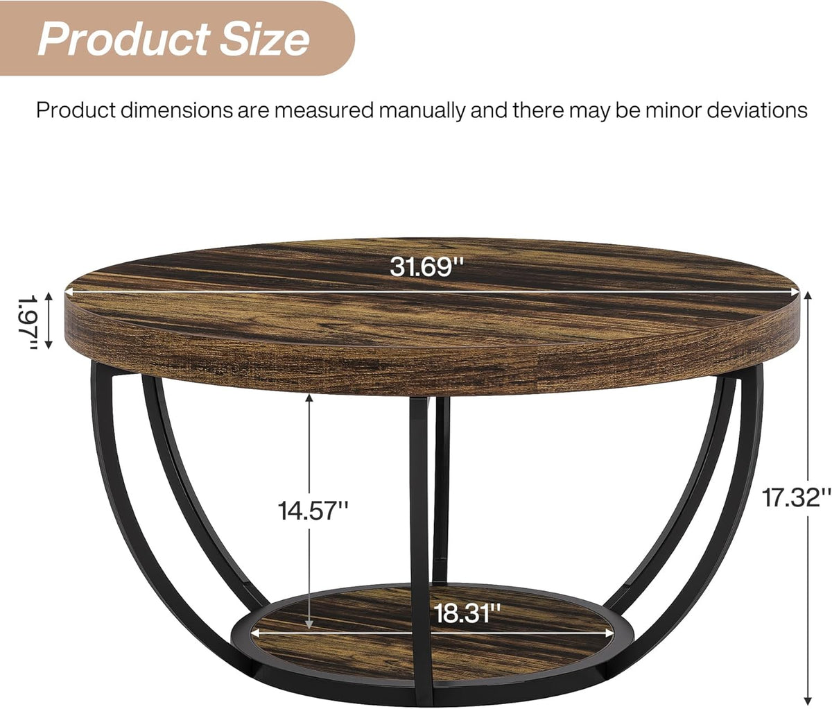 31.7-inch round coffee table
