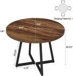 31.5-Inch Round Dining Table for 2, Compact Kitchen Table with Geometric Metal Base#Colour_Rustic Brown