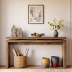 63-Inch Solid Wood Console Table with Double-Layer Top, Farmhouse Sofa Table for Entryway Hallway and Behind Couch