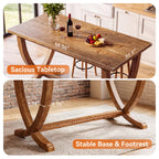 59 Inch Solid Wood Counter Height Dining Table with Footrest, Farmhouse Bar Table for 4-6