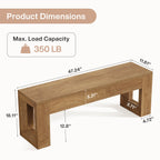 47-Inch Farmhouse Entryway Bench, Long Wood Shoe Bench with Reinforced MDF Structure for Hallway