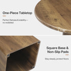 31.5" Dining Table for 4 - Round Farmhouse Kitchen Table with Square Base in Rustic Brown
