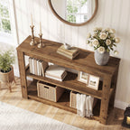 41.3 Inch Solid Wood Console Table with 3-Tier Storage, Farmhouse Hallway Table