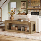 63-Inch Farmhouse Console Table with Circle Design, 2-Tier Entryway Table for Hallway