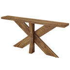 70.9-Inch Console Table, Farmhouse Sofa Table with Wooden Geometric Base for Entryway