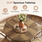 31.5-Inch Small Round Dining Table with Pedestal Base, Mid-Century Kitchen Table for 2 to 4 People