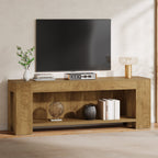 63-Inch TV Stand for 55 to 75-Inch TVs with Open Storage Shelves, Rustic Media Console Table for Living Room